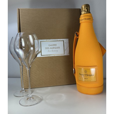 Coffret Champagne Veuve Clicquot Ice Jacket Brut + 2 Verres Lehmann Premium 28,5